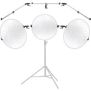 NEEWER Triple Reflector Holder with 3pcs 5-in-1 Collapsible Reflector, 42.5"/108cm 180° Tilt Telescopic Tri Reflector Mount with 31.5"/80cmTranslucent/Silver/Gold/White/Black Reflectors for Studio