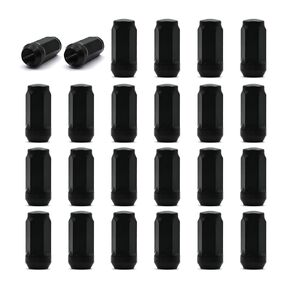 24pcs M14X1.5 Black Wheel Lug Nuts, 3/4 inch Hex 1.9inch Tall Conical Seat Close End Bulge Acorn Lug Nuts