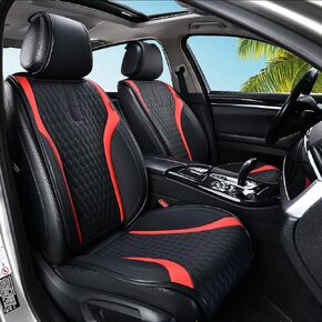 Coverado Front Seat Cover, Car Seat Covers Front Seats, Waterproof Seat Covers, Leather Car Seat Cushion, 2PCS Universal Seat Covers for Cars, Car Seats Protector, Black Seat Covers Fit for Most Cars