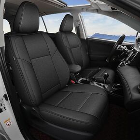 Full Set Seat Covers Custom Fit for Toyota RAV4 2007-2018 Leather Seat Cushion Waterproof 2 Row 5 Seats Auto Protectors (Black)