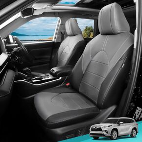 Car Seat Covers Customized for Toyota Highlander 2020-2025 8 Seater Full Set Faux Leather Replacement Accessories - Second Row 40/60 Split Bench - Black in Kuwait