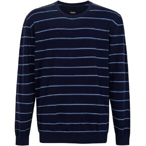 Mens Oversized Knitted Sweater: Crewneck Striped Long Sleeve Pullover