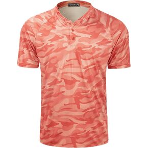 TAPULCO Mens Collarless Golf Shirts Short Sleeve Dry Fit Stretch Casual Breathable Lightweight Tshirts