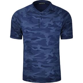 TAPULCO Mens Collarless Golf Shirts Short Sleeve Dry Fit Stretch Casual Breathable Lightweight Tshirts