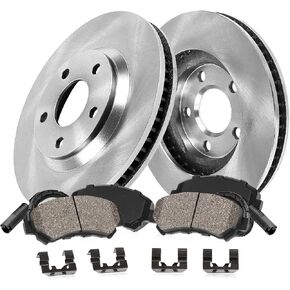 Callahan Front Drilled Slotted Brake Disc Rotors and Ceramic Brake Pads + Hardware Brake Kit For Mercedes-Benz C300 C350 E250 E350 E400 SLC300