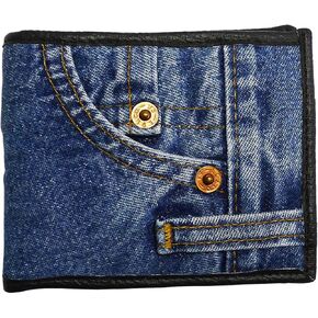 Unisex Blue Denim Small Billfold Purse Wallet