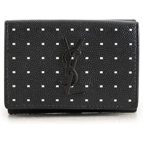 WHAT GOES AROUND COMES AROUND Women's Pre-Loved YSL Black Grainy Printed DM Compact Wallet