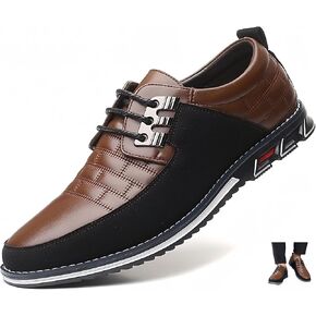 Men's Premium Leather Dress Shoes Comfort Business Casual Oxford Shoes Fashion Dress Sneakers Soft Loafers Derby Shoe for Office Working Walking Driving