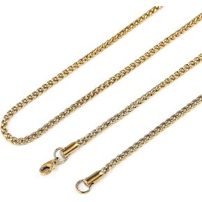 HZMAN 3.0 mm Stainless Steel Wheat Silver Chain Necklaces for Men & Women 16" -30"
