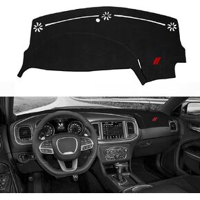YOSRTER Dashboard Cover for Dodge Charger Accessories 2011-2021 2022 2023 Non-Slip Carpet Pad Dash Cover Mat No Glare UV Rays Blocker Sunshade Protector (Red Edge Red Trim