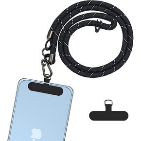Phone Lanyard Crossbody Chain Strap,Universal PU Leather Phone Case Chain Neck Hanging&Crossbody Strap with Phone Tether Tab for Most Smartphone Cases,Keys,Bags,Work Permit.Brown