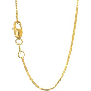 10k Solid Gold Yellow Or White 0.8 mm Box Chain Necklace - 16 18 20 22 24