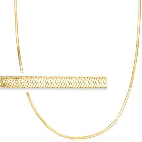 Ross-Simons Italian 2mm 18kt Gold Over Sterling Herringbone Necklace. 20 inches