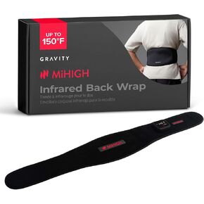 MiHIGH by Gravity Portable Infrared Back Wrap, Heating Wrap Pad for Lower Back, Adjustable Heated Wrap Belt with Rechargeable Battery, Fast Infrared Heating Pad, Upgraded Version