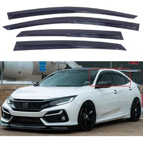 Window Visors Compatible with 2016 2017 2018 2019 2020 2021 Honda Civic Hatchback，Rain Guards Sun Shields Window Deflector，Tape-On Mugen Style，4PCS