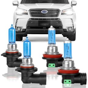 Fit for Subaru Forester 2009-2018 High Performance Halogen Headlight Bulbs,9005 High Beam H11 Low Beam Headlamp Replacement Bulbs Kit,Pack of 4