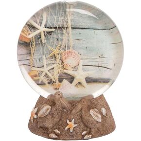Beachcombers 5.9" Resin Pelican/Starfish Waterball Brown