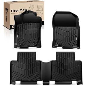 YHTAUTO Automotive All Weather Floor Mats Compatible with Toyota RAV4 2006-2012 5 Seats, Without 3rd Row Seat, Car Mats Custom Fit TPE Floor Liners Front & Back Seat, Black, Set of 3