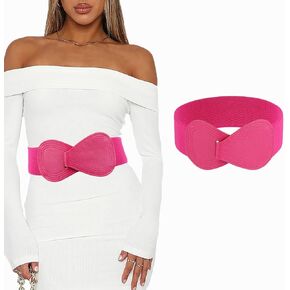 Women Leather Belt Stretch Bow Dresses Belt Elastic Vintage Waist Belt Buckle for Women and Girls