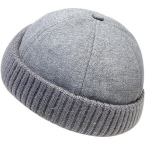 Winter Fisherman Beanie Hats Warm Knit Brimless Hat Retro Docker Cap Adjustable