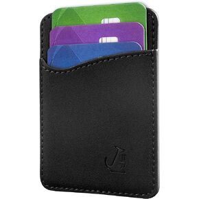 Wallaroo Wallets Slim Leather Card Holder Wallet - Black, Minimalist, Thin, Front Pocket, Genuine Leather Credit Card Holder for Easy Work and Travel