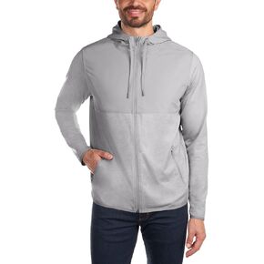 KIRKLAND Signature Men's Mixed Media Jacket, Woven and Knit Fabric, Drawcord Hood, Zippered Pockets