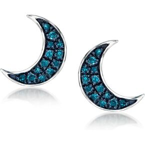 RS Pure by Ross-Simons 0.11 ct. t.w. Blue Diamond Moon Stud Earrings in Sterling Silver