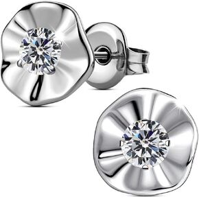 Moissanite Stud Earrings in Pure Titanium Heart/Daisy/Flower, G23 Titanium Earrings for Sensitive Ears Hypoallergenic with 0.6ct D Color VVS1 Round Cut Lab Created Diamond Earrings