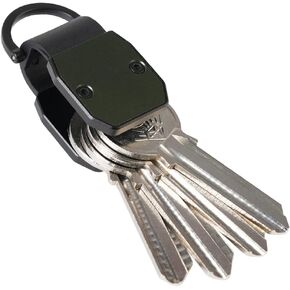 Compact Metallic Mini Key Organizer Keychain - Aluminum Key Holder, Key Case, Green.