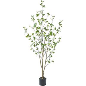 7ft Minimalist Artificial Citrus Tree with Large Exquisite Planter, 84in Faux Citrus Tree with Realistic Leaves, Faux Tree Indoor Outdoor for Home Office Living Room Bedroom Porch Decor.