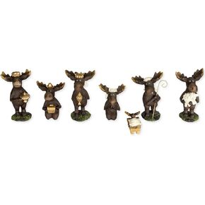 7 Piece Moose Figurines Christmas Nativity Set