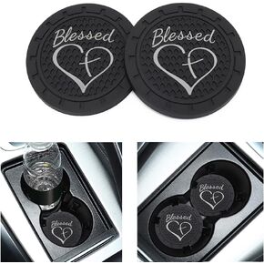 Blessed Cross and Heart Christian Auto Car Truck SUV Cup Holder Coaster for Blessed Car Interior Accessories 2-Pack (for Blessed White) in Saudi Arabia