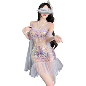sexy mermaid outfit for women lingerie costume bikini Sparkle Skirt Dress top Anime Princess Maid swim Cosplay Bodysuit Underwear Roleplay Halloween Rave Party outfits Babydoll Thong Set pink