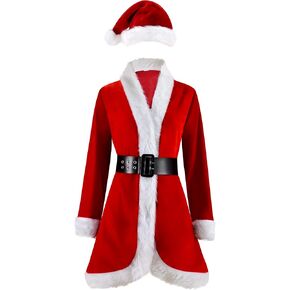 Santa Jacket Women Outfit Dress with Belt and Hat