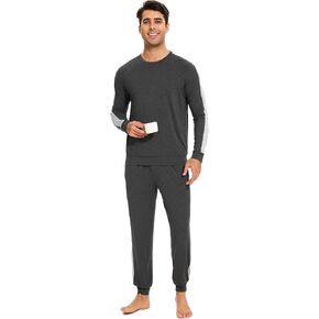 أطقم بيجامة رجالية من الخيزران الفسكوزي ناعمة بأكمام طويلة مع جيوب in Kuwait