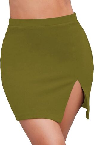 LYANER Women's Sexy Slit Slit Hem Stretchy Waist Bodycon Short Skirts in Saudi Arabia