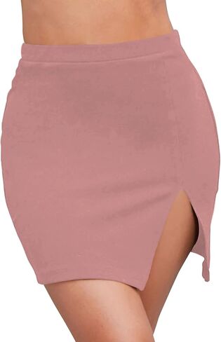 LYANER Women's Sexy Slit Slit Hem Stretchy Waist Bodycon Short Skirts in Saudi Arabia