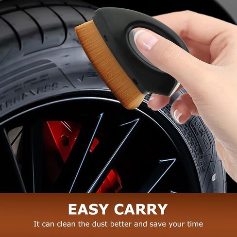 JIANWEI 2PCS Car Tyre Shine Applicator Brush, Auto Tyre Cleaning Brush with Stand Cover, Auto Car Wash Tire Cleaner High-Density Detailing Brush for Auto Detail Vents Dash(Black) in Saudi Arabia