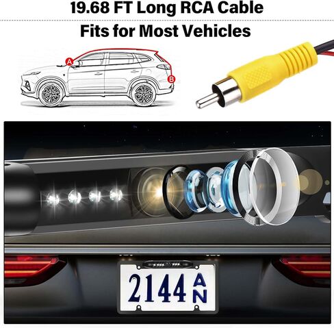 UNITOPSCI كاميرا احتياطية للسيارة، لوحة ترخيص HD كاميرا الرؤية الخلفية مع أضواء LED كاميرا خلفية، رؤية ليلية، زاوية رؤية واسعة، كاميرا عكسية مقاومة للماء للسيارات والشاحنات SUV بيك اب، تدعم AHD 720P/1080P in Kuwait