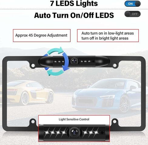 UNITOPSCI كاميرا احتياطية للسيارة، لوحة ترخيص HD كاميرا الرؤية الخلفية مع أضواء LED كاميرا خلفية، رؤية ليلية، زاوية رؤية واسعة، كاميرا عكسية مقاومة للماء للسيارات والشاحنات SUV بيك اب، تدعم AHD 720P/1080P in Kuwait