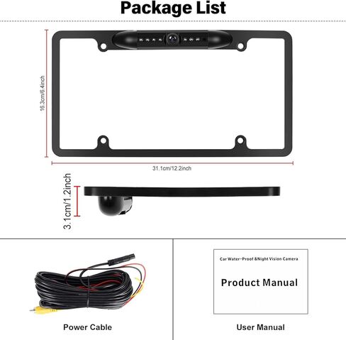 UNITOPSCI كاميرا احتياطية للسيارة، لوحة ترخيص HD كاميرا الرؤية الخلفية مع أضواء LED كاميرا خلفية، رؤية ليلية، زاوية رؤية واسعة، كاميرا عكسية مقاومة للماء للسيارات والشاحنات SUV بيك اب، تدعم AHD 720P/1080P in Kuwait