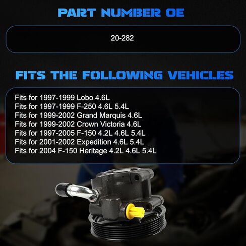 مضخة توجيه كهربائية مع بكرة 20-282 لـ 1997-2005 F-150 4.2L 4.6L 5.4L، لـ 2001-2002 إكسبيديشن، لـ 1999-2002 كراون فيكتوريا وجراند ماركيز، لـ 1997-1999 لوبو، استبدل OE 36-817129 in Kuwait