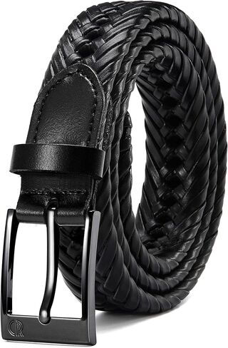 CHAOREN Leather Braided Belts for Men - 1 1/8" Mens Casual Woven Leather Belt for Dress Pants in Kuwait