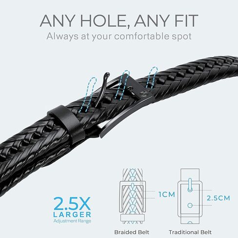 CHAOREN Leather Braided Belts for Men - 1 1/8" Mens Casual Woven Leather Belt for Dress Pants in Kuwait