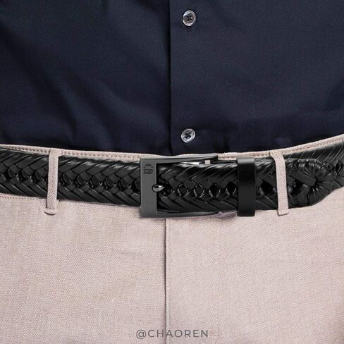 CHAOREN Leather Braided Belts for Men - 1 1/8" Mens Casual Woven Leather Belt for Dress Pants in Kuwait