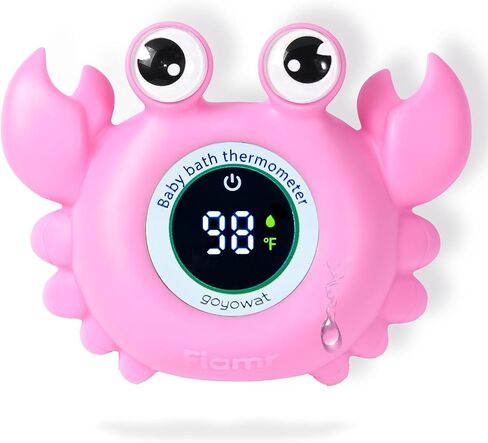 Baby Bath Thermometer,Newborn Swimming Safety Toy Thermometer，Bathtub Water Thermometer,Large Eyed Crab Toy Floating Water Temperature Gauge Baby Temperature Warning,LED Display Warning… in Saudi Arabia