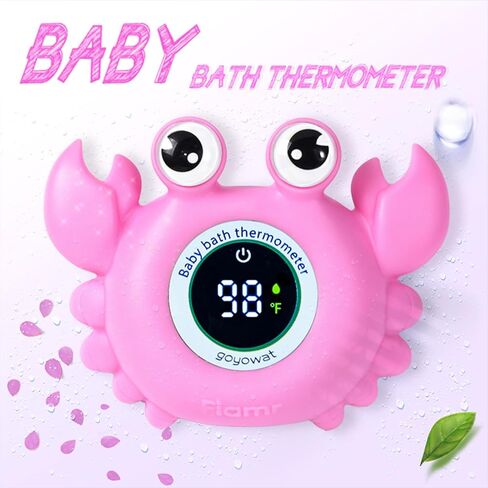 Baby Bath Thermometer,Newborn Swimming Safety Toy Thermometer，Bathtub Water Thermometer,Large Eyed Crab Toy Floating Water Temperature Gauge Baby Temperature Warning,LED Display Warning… in Saudi Arabia