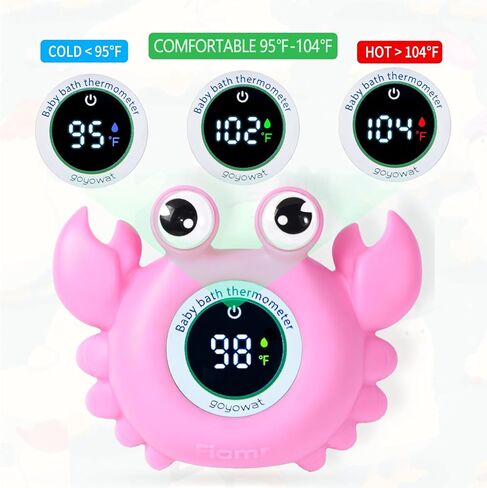 Baby Bath Thermometer,Newborn Swimming Safety Toy Thermometer，Bathtub Water Thermometer,Large Eyed Crab Toy Floating Water Temperature Gauge Baby Temperature Warning,LED Display Warning… in Saudi Arabia