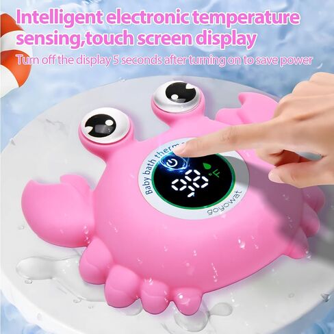 Baby Bath Thermometer,Newborn Swimming Safety Toy Thermometer，Bathtub Water Thermometer,Large Eyed Crab Toy Floating Water Temperature Gauge Baby Temperature Warning,LED Display Warning… in Saudi Arabia