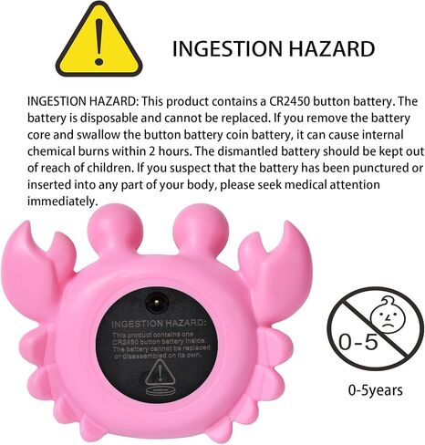 Baby Bath Thermometer,Newborn Swimming Safety Toy Thermometer，Bathtub Water Thermometer,Large Eyed Crab Toy Floating Water Temperature Gauge Baby Temperature Warning,LED Display Warning… in Saudi Arabia